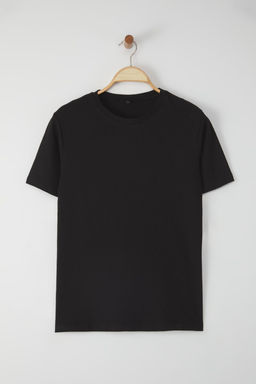 TRENDYOL MAN Siyah Slim/Dar Kesim S?rt Bask?l? Pamuklu Kal?n T-Shirt TMNSS25TS00190 - Trendyolmilla фото 2