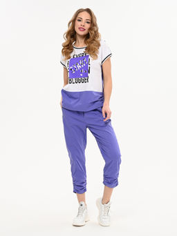 футболка Блузон из хлопчатобумажной ткани с яркими вставками и принтом - А+б коллекция фото 4