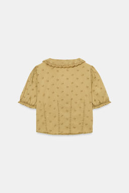 CAMISA CUELLO BOBO BORDADOS / Mostaza - Zara фото 3
