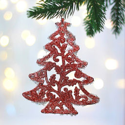 Цена за 2шт. Подвеска "Вечерняя ёлочка" 8*10 см, Янтарь