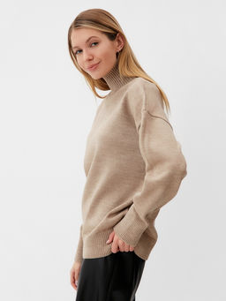 Джемпер женский вязаный MINAKU: Knitwear collection, бежевый, размер 46-48