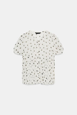TOP GEORGETTE SEMITRANSPARENTE / Blanco / Negro - Zara фото 2