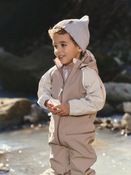 Комбинезон Softshell Колор-блок Латте с варежками 0+ - Bungly фото 8