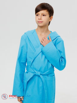 Подростковый вафельный халат с капюшоном бирюзовый В-18 (14) - Росхалат фото 6