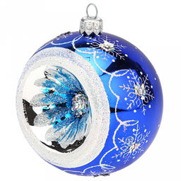 Елочная игрушка шар стеклянная Прелесть прожектор д8,5см, ручная художественная роспись, цвета микс, подарочная упаковка (Россия)