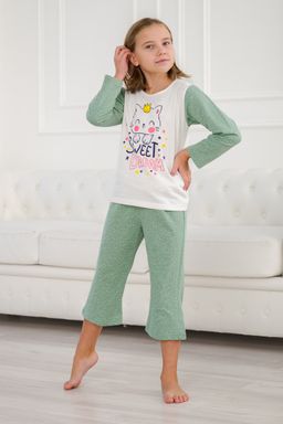 Пижама детская из футера Кисонька мятная березка