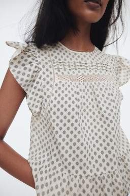 Blusa con inserciones de encaje y peplum - H&m фото 8