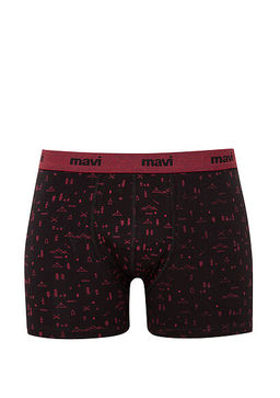 Grafik Bask?l? Siyah Boxer
