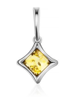 Небольшой кулон со вставкой из натурального янтаря лимонного цвета Вега