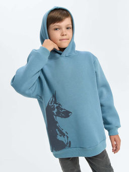 Худи Деним с принтом утепленное 7+