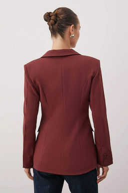 Bordo Fitted/Vucuda Oturan Tek Dugmeli Blazer Ceket TWOAW26BC00059 - Trendyolmilla фото 9