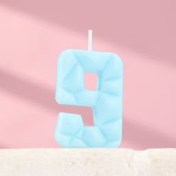 Цена за 2 шт. Свеча для торта «Цифра 9», голубая