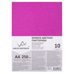 VISTA-ARTISTA Бумага цветная глиттерная GLIT-A4 250 г/м2 A4 21 х 29.7 см 10 шт. 04 - фуксия (fuchsia)