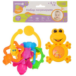 Погремушки «Лягушка и гусеничка - цепочка», от 3 мес., набор 2 шт., Крошка Я