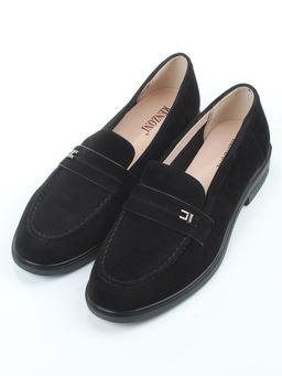 03-DEB17-2 BLACK Лоферы женские (натуральная замша)