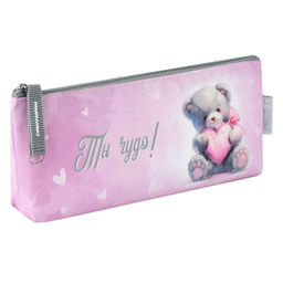 Пенал школьный Феникс+, арт.71978/ 30 МИШКА С СЕРДЦЕМ (без наполнения, 21х3,5х8 см, микрофибра на ПВ