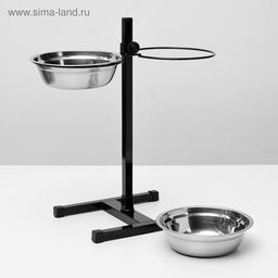 Подставка с мисками, 21.5 л, высота 50 см, разборная, чёрная - Пижон фото 6