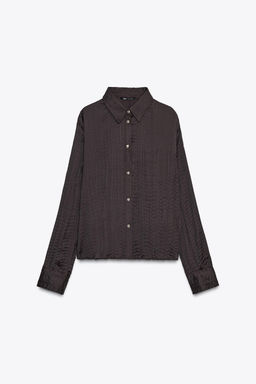 CRINKLE-EFFECT SATIN OVERSIZE SHIRT - Zara фото 7