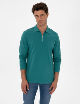 Z_mr_t Slim Fit K_vr_lmaz Fermuarl_ Polo Yaka Basic Pike Sweatshirt