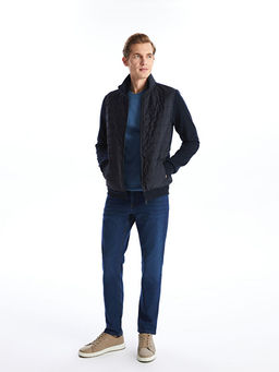 Dik Yaka Uzun Kollu Erkek Kal?n Fermuarl? Sweatshirt