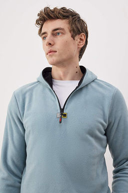 Mint Slim/Dar Kesim Polar Fermuarl_ Kap__onlu Sweatshirt TMNAW26SW00064