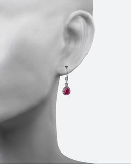 World of Gemstones. Серьги с корундом рубинового оттенка