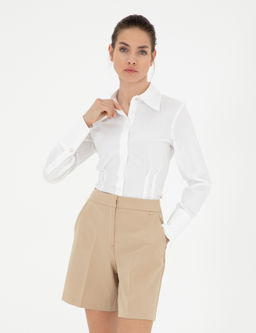 Beyaz Slim Fit Uzun Kollu G_mlek