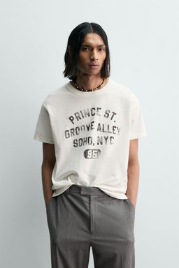 BOXY FIT FADED SLOGAN T-SHIRT - Zara фото 2