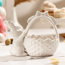 Конфетница Доляна Зайка, 450 мл, 20?13?16.3 см, доломит, белая