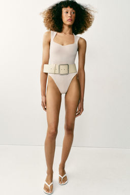 BODY ESCOTE CUADRADO STRETCH / Crudo - Zara фото 8