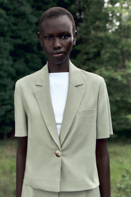 SHORT SLEEVE LINEN BLEND BLAZER - Zara фото 2