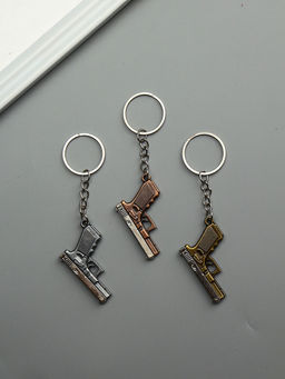 Цена за 12 шт. Брелок металл "Пистолет" двигается затвор МИКС 3х4,3х0,5 см