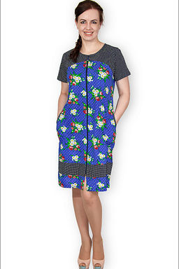 Халат женский с карманами на молнии, индиго (341-1) - Плиона фото 2