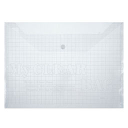 Цена за 12 шт. Папка-конверт на кнопке, А4, 120 мкм, Calligrata Клетка, прозрачный, бесцветный