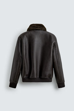 LEATHER EFFECT JACKET WITH CONTRAST COLLAR - Zara фото 9