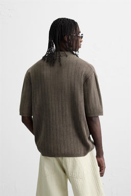 WASHED TEXTURED KNIT POLO SHIRT - Zara фото 3