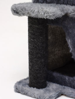 Домик для кошек с когтеточкой, квадратный, этажи 33 х 40 х 103 см, ковролин , серая