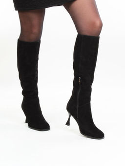 02-E29W-11B BLACK Сапоги зимние женские (натуральная замша, натуральный мех (еврозима))