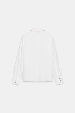 POPLIN SHIRT WITH BEADED LAPEL - Zara фото 4