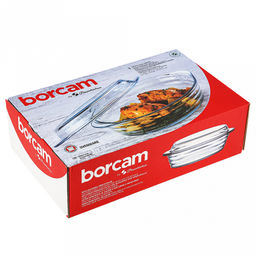 "Боркам (Borcam)" Форма стеклянная жаропрочная 2,9л, 34,1х21,3х10см, с крышкой, цветная коробка, Pasabahce (Турция)