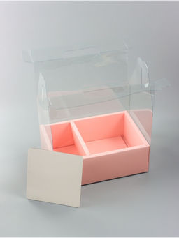 Коробка с PVC для цветов и десертов 26×18×30 см, розовый
