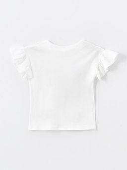 Bisiklet Yaka K?sa Kollu ?i?ekli K?z Bebek Ti??rt ve ?ort Tak?m 2li Tak?m