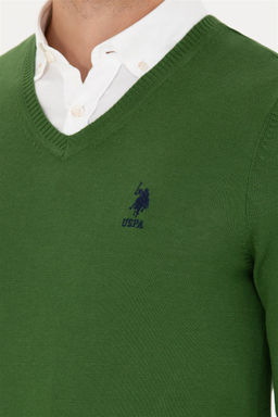 Мужской зеленый базовый свитер - U.s. polo assn фото 7