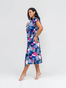 Халат женский, цвет голубой синий розовый