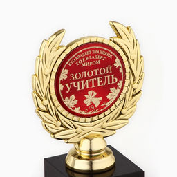 Кубок Золотой учитель, наградная фигура, пластик, золото, 13 см
