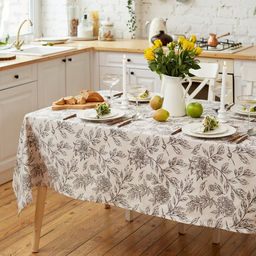 Скатерть «Этель» Black flowers, 149×110 см, 100% хлопок, саржа 190 г/м²