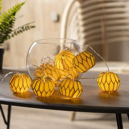 УЦЕНКА Гирлянда Нить 2 м с насадками Бумажный фонарик розовый, IP20, 10 LED, от батареек AAх2, прозрачная нить, свечение тёплое белое - Luazon lighting фото 6