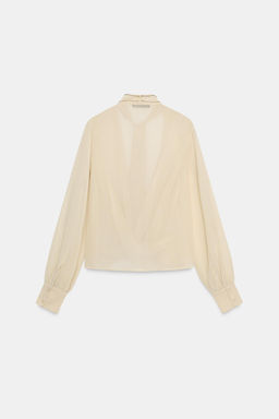 GEORGETTE FOULARD SHIRT WITH BEADS - Zara фото 5