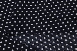 Штапель Белый горох (3мм) цв.черный с синим оттенком, ш.1.43м, вискоза-100%, 90гр/м.кв - Купава фото 5