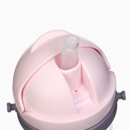 Поильник - непроливайка детский Крошка Я с силиконовой трубочкой и грузиком, от 9 мес., 350 мл., на ленте, розовый